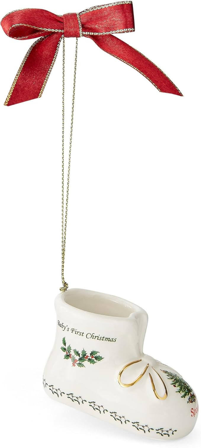 Spode Baby's First Bootie Ornament 2025 - Hand-Painted Dolomite Christmas Ornament with Ribbon, H... | Amazon (US)