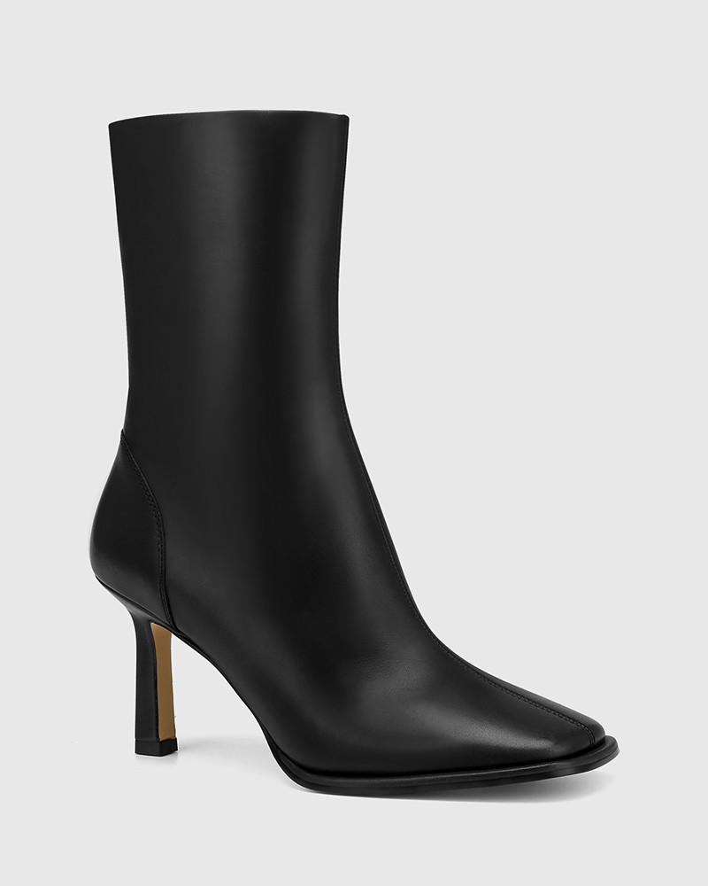 Paltro Black Leather Stiletto Heel Ankle Boot | Wittner