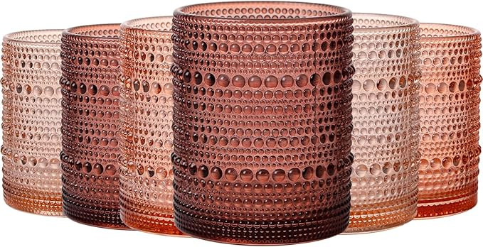 Venus Vintage Hobnail Drinking Glasses Set of 6, Embossed Water Tumbler 12oz, Kitchen & Bar Beade... | Amazon (US)