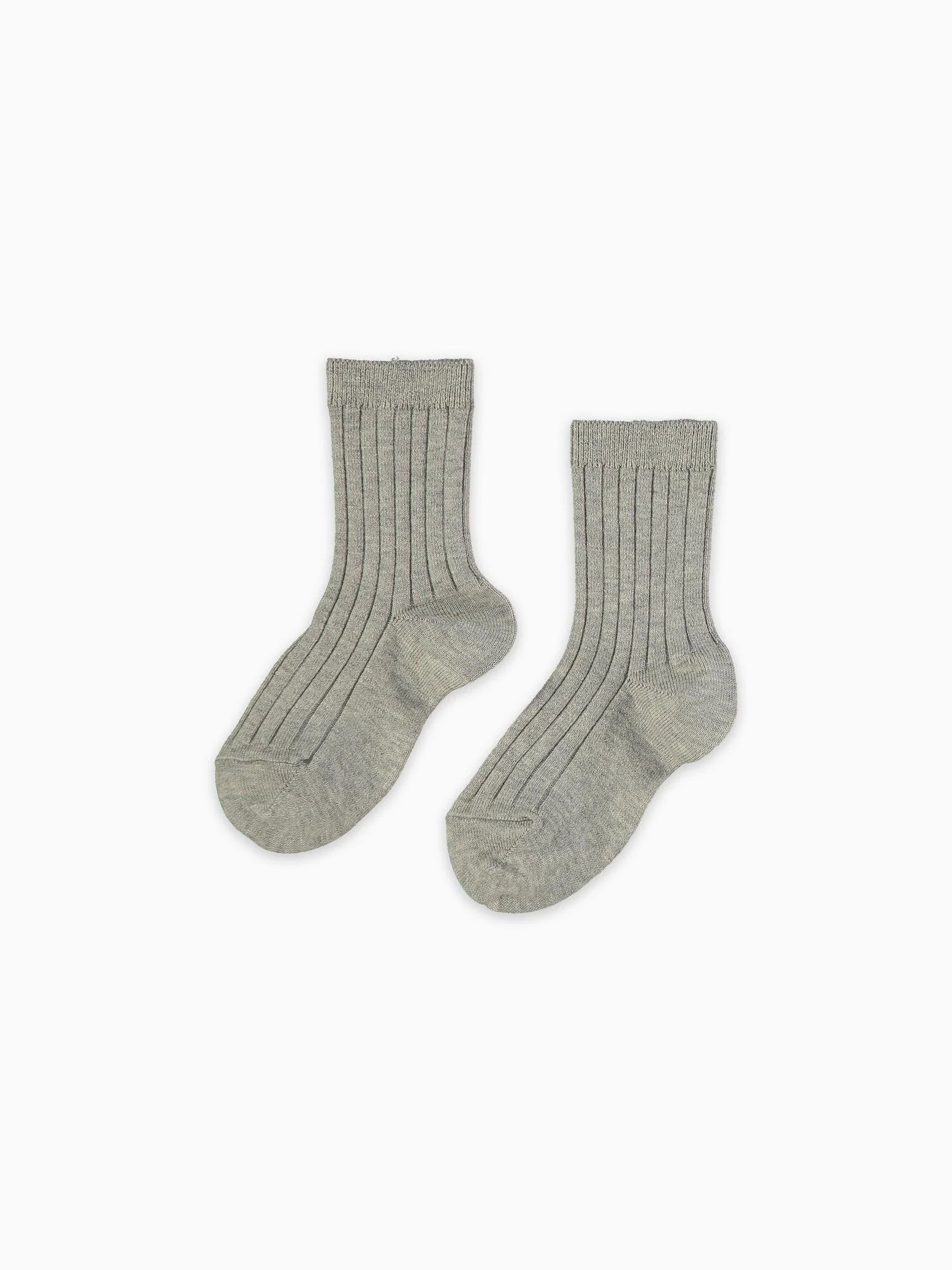 Light Grey Melange Ribbed Short Socks | La Coqueta (US)