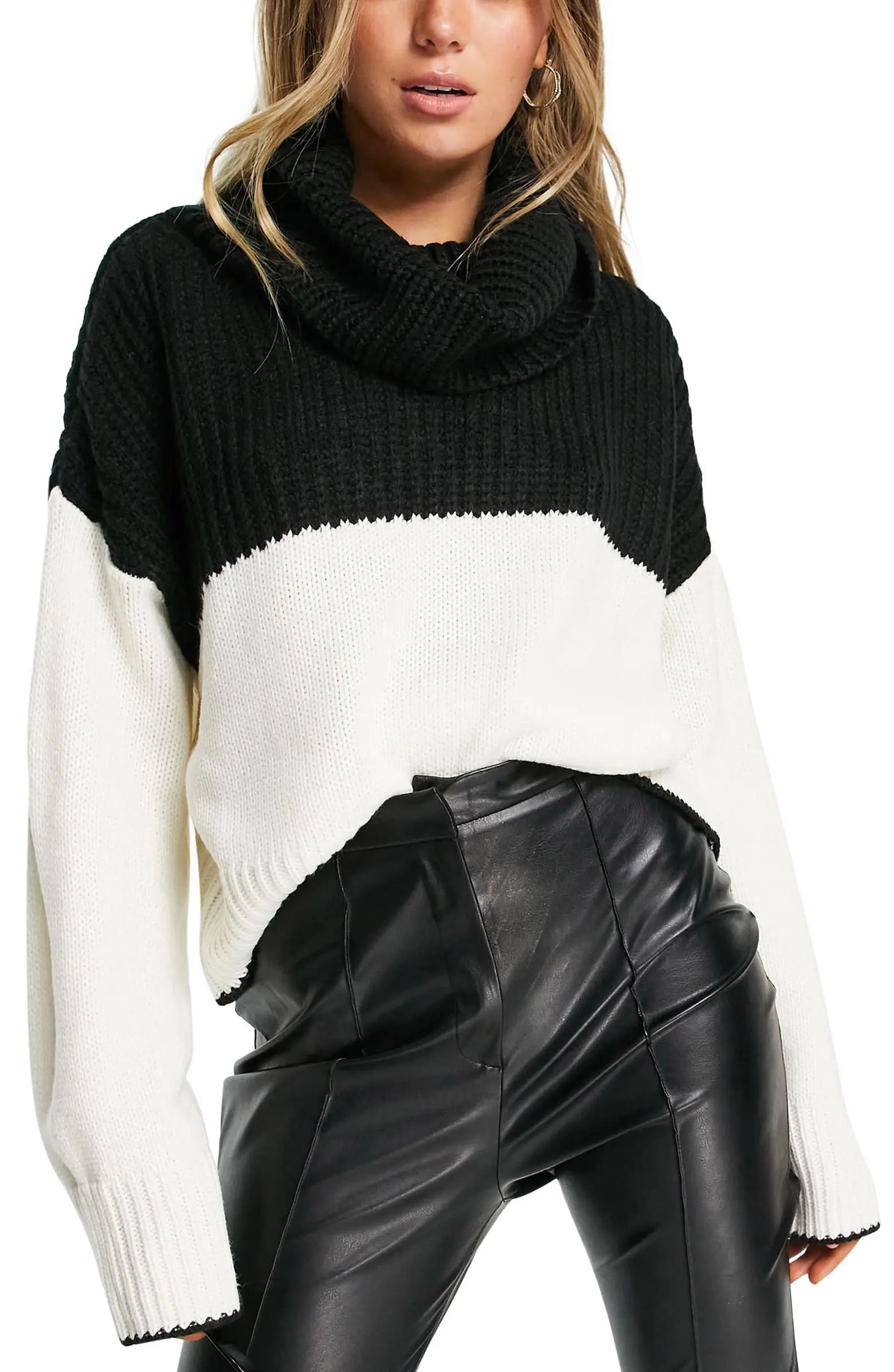 Colorblock Cowl Neck Sweater | Nordstrom