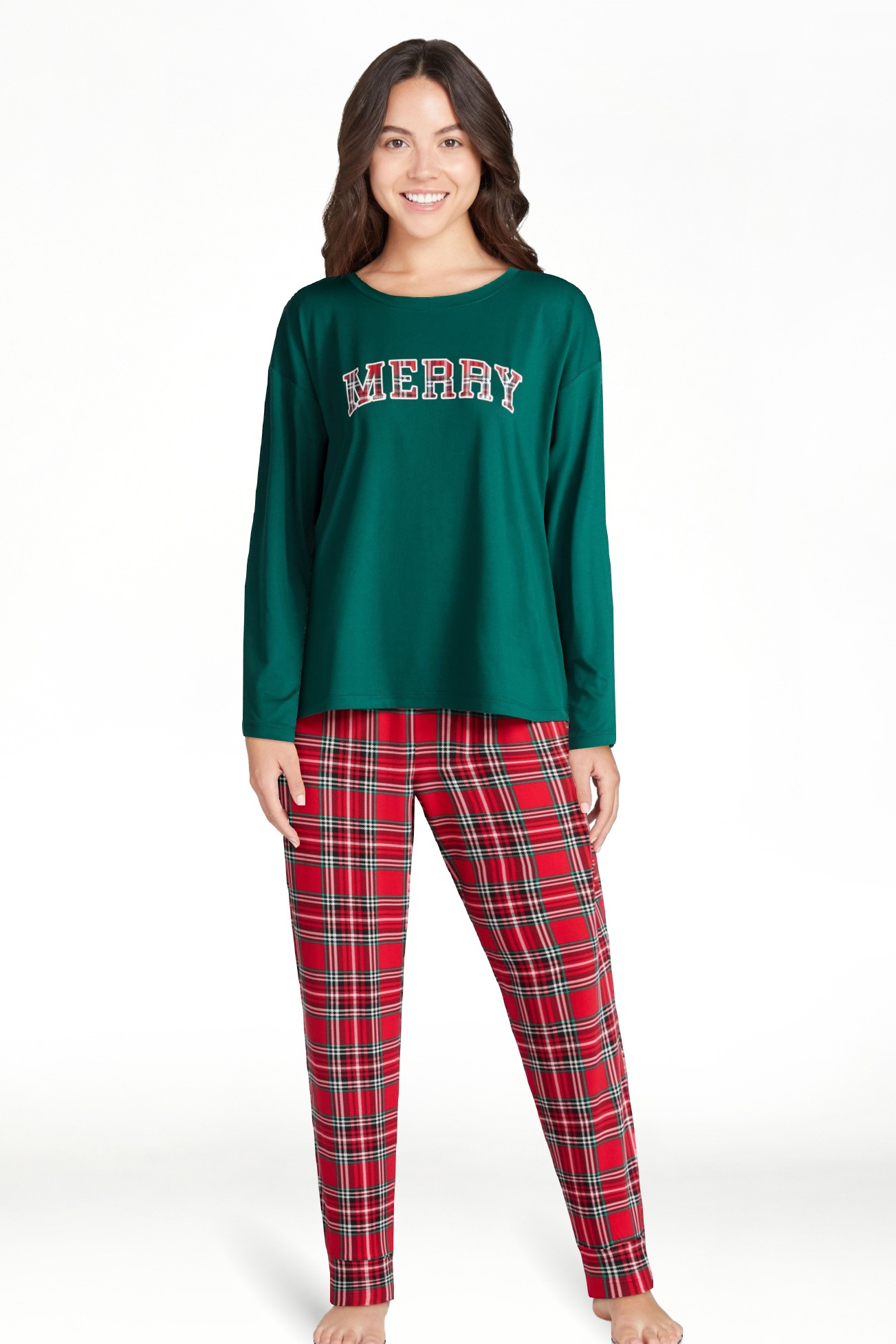 Joyspun Women's Dreamy Soft Collection Long Sleeve Sleep Top and Joggers Pajamas Set, 2-Piece, Si... | Walmart (US)