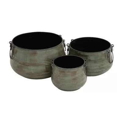 Rustic 3-Piece Metal Pot Planter Set | Wayfair North America