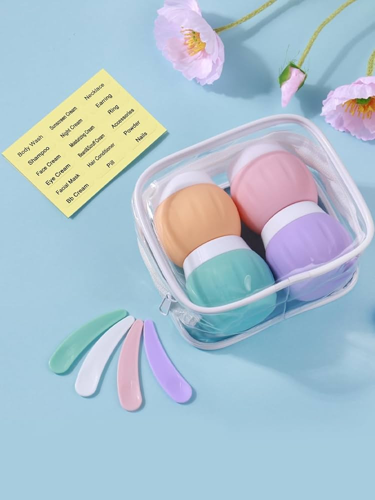 Macaron 4 Pack TSA Approved 1.7oz 50ml Silicone Cream Jars - BPA Free, Leak-proof Travel Essentia... | Amazon (US)