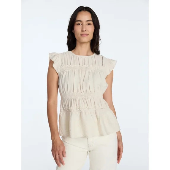 Time and Tru Women's Sleeveless Smocked Femme Top, Sizes XS-XXXL | Walmart (US)