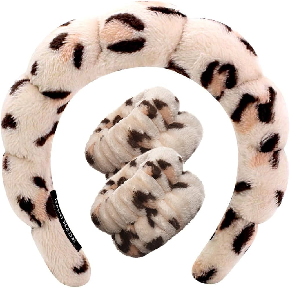 Spa Headbands for Washing Face Wristband Set Sponge Makeup Skincare Headband Wrist Towels Bubble ... | Amazon (US)