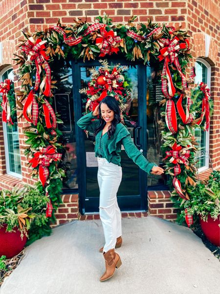$25 amazon sweater on sale for cyber Monday (small, 5+ colors), $22 target straight cream jeans on sale (2, tts), $40 target western booties (tts) love this look for the holidays or winter fashion! #founditonamazon 

#LTKCyberweek #LTKHoliday #LTKunder50