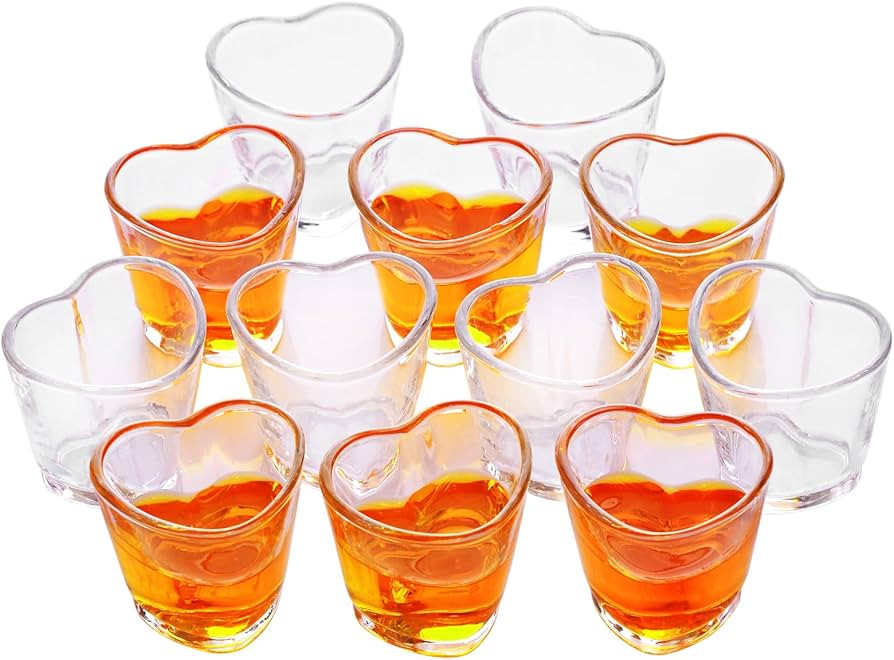 Shot Glasses, 1.5oz Heart Shaped Shot Glasses Set of 12/Soju Shot Glasses/Clear Shot Glasses/Cute... | Amazon (US)