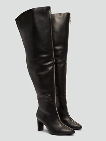 Onyx Thigh-High Zipper Faux Leather Boots - Nadia x FTF - Fashion To Figure | Fashion to Figure
