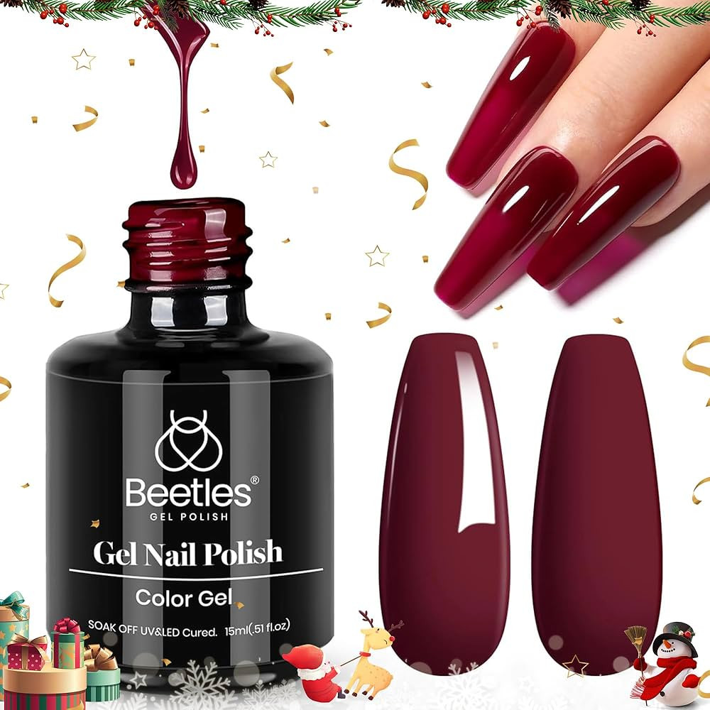 Beetles Gel Nail Polish, 1 Pcs 15ml Oxblood Red Full Maroon Red Color Soak Off Gel Polish Nail Ar... | Amazon (US)
