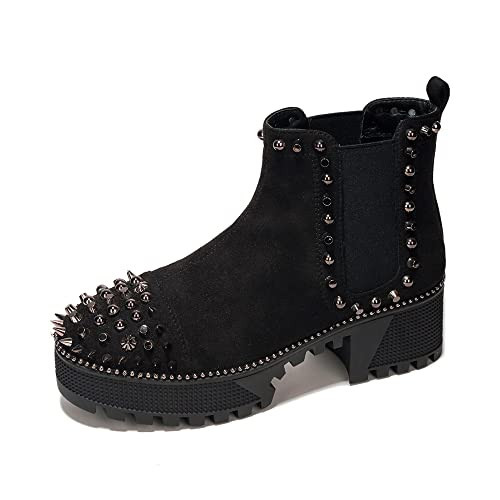 Pull On Womens Combat Boots Black Goth Boots Women - Platform Shoes Womens Ankle Boots Black - Studded Platform Combat Boots Women - Goth Shoes (Spiky) | Amazon (US)