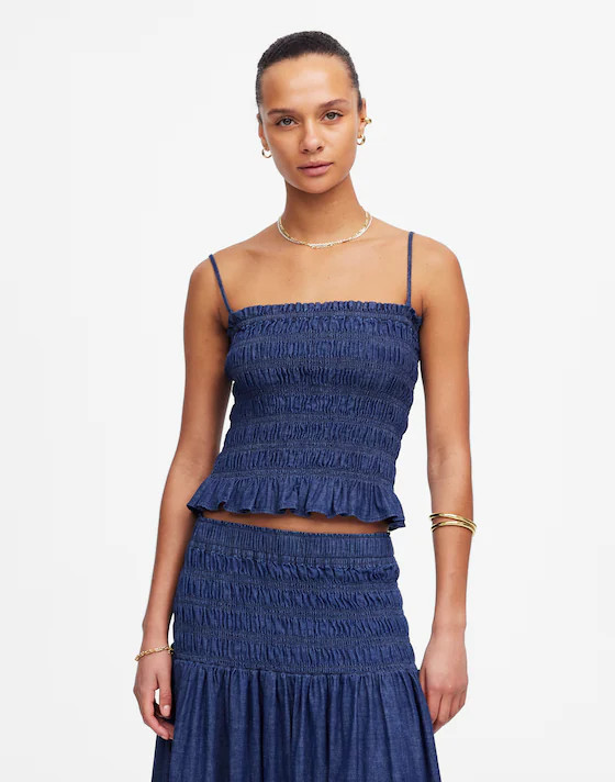 Denim Smocked Tank | Madewell | Madewell