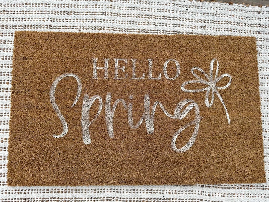 Hello Spring Doormat | Coir Doormat | Etsy (US)