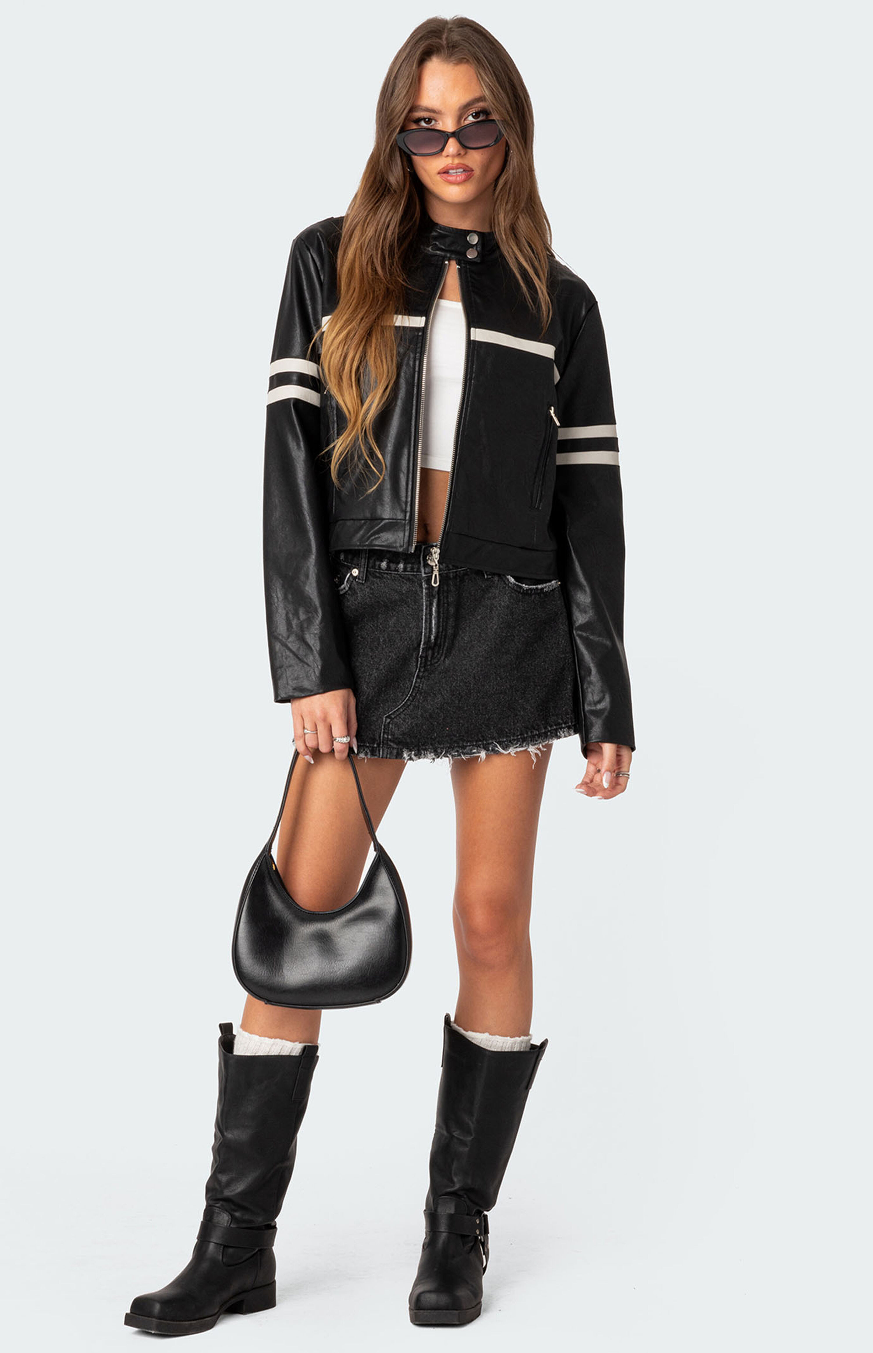 Edikted Rockstar Oversized Faux Leather Jacket | PacSun
