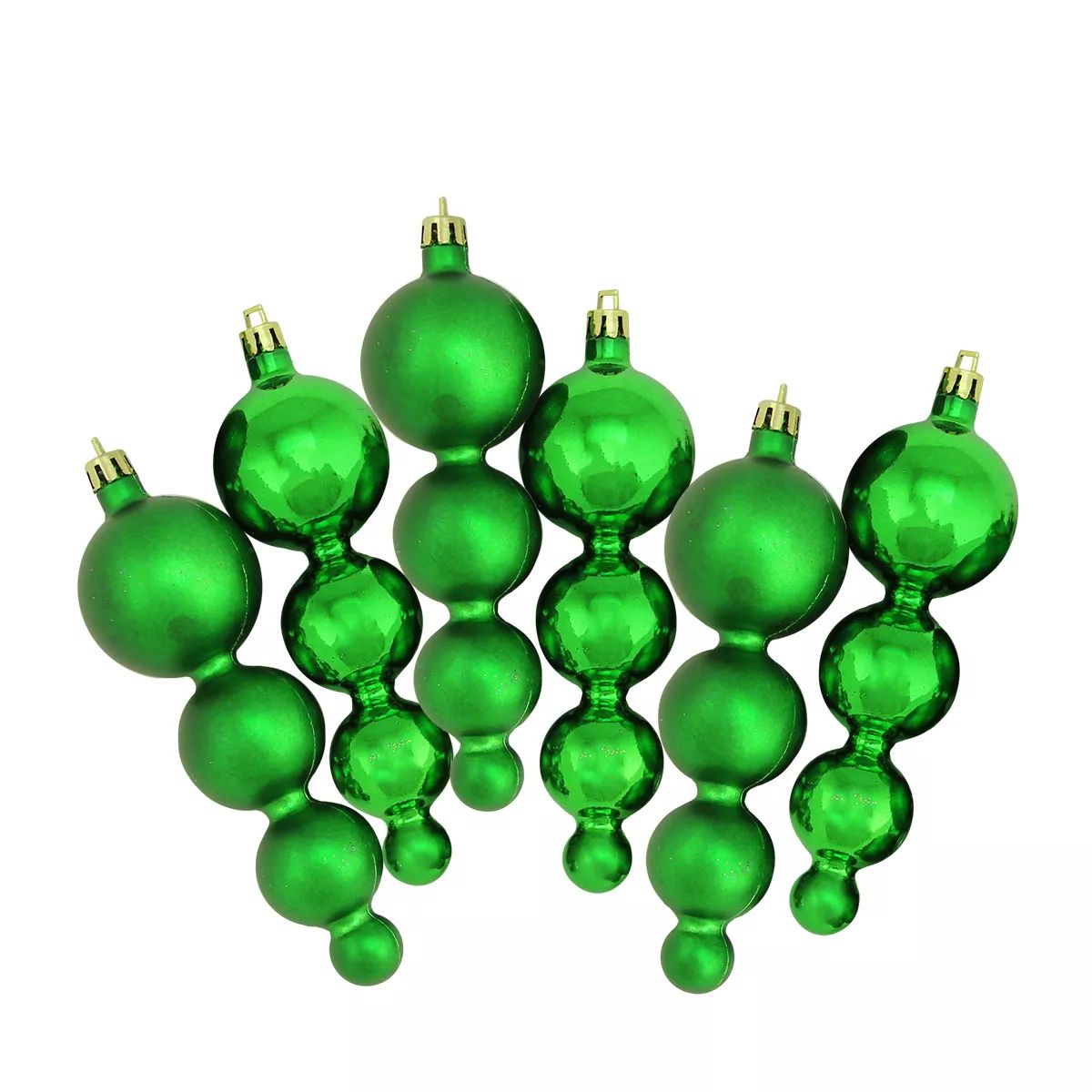 Northlight 6ct Shiny and Matte Finial Shatterproof Christmas Ornament Set 5.75" - Green | Target