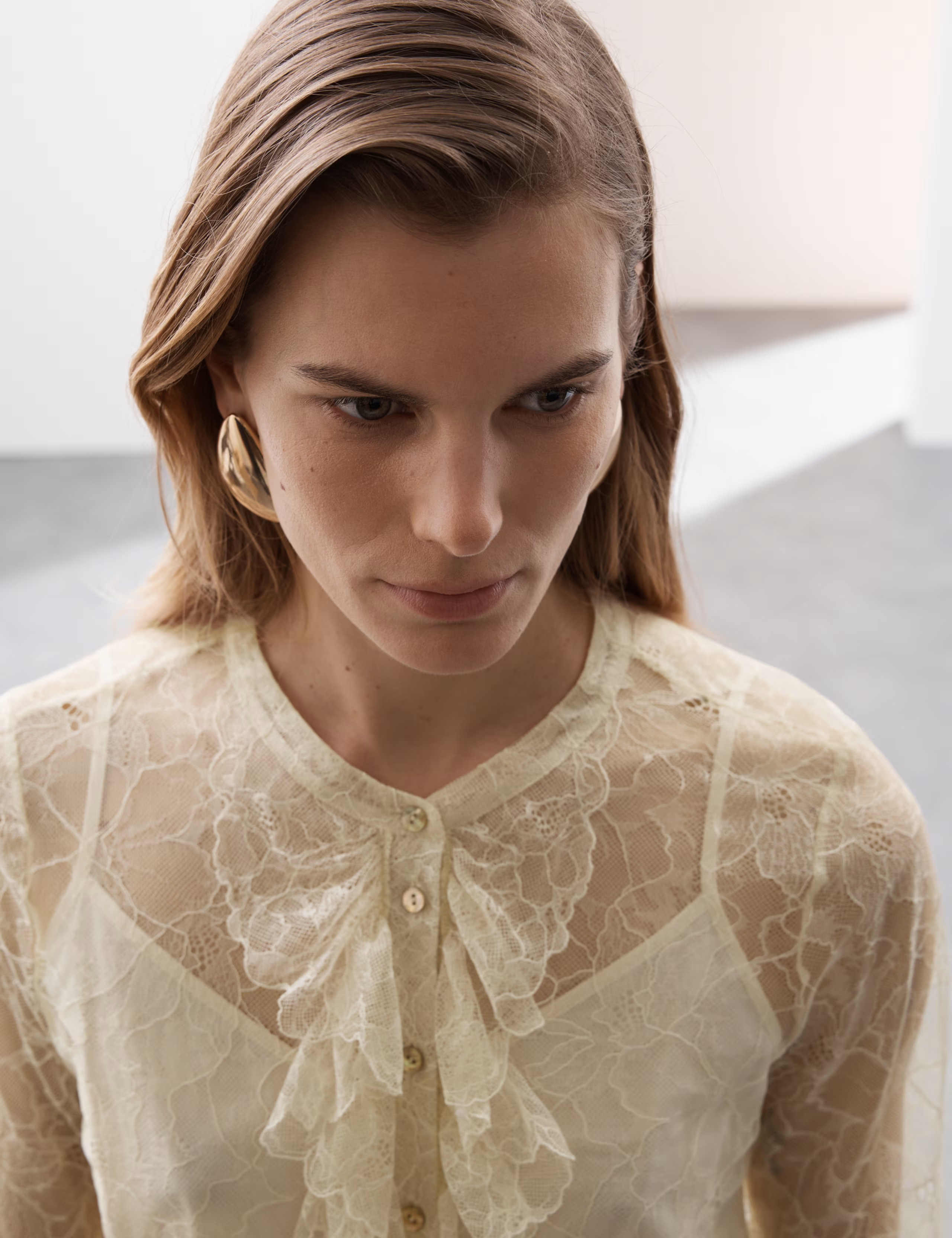 Lace Ruffle Front Blouse | Marks & Spencer (UK)