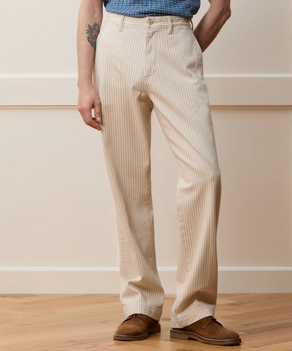Relaxed Denim Chino in Birch Stripe | Todd Snyder
