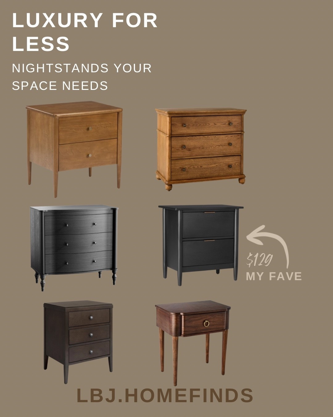 Luxury-Looking Nightstands for Less 🤎

Want your bedroom to look expensive without paying designer prices?

I spend hours searching for the best budget-friendly furniture finds so you don’t have to. These luxury-looking nightstands bring the high-end aesthetic while staying affordable and practical for everyday homes.

Think:
• warm wood nightstands
• modern black bedside tables
• classic transitional bedroom furniture
• timeless pieces that elevate your space

These pieces are perfect for creating a designer-looking bedroom on a budget.

If you love luxury for less home finds, this one’s for you.

👉 Shop my LTK for all of these nightstand finds.

#LTKHome
#BudgetFurniture
#BedroomFurniture
#LuxuryForLess
#HomeFinds