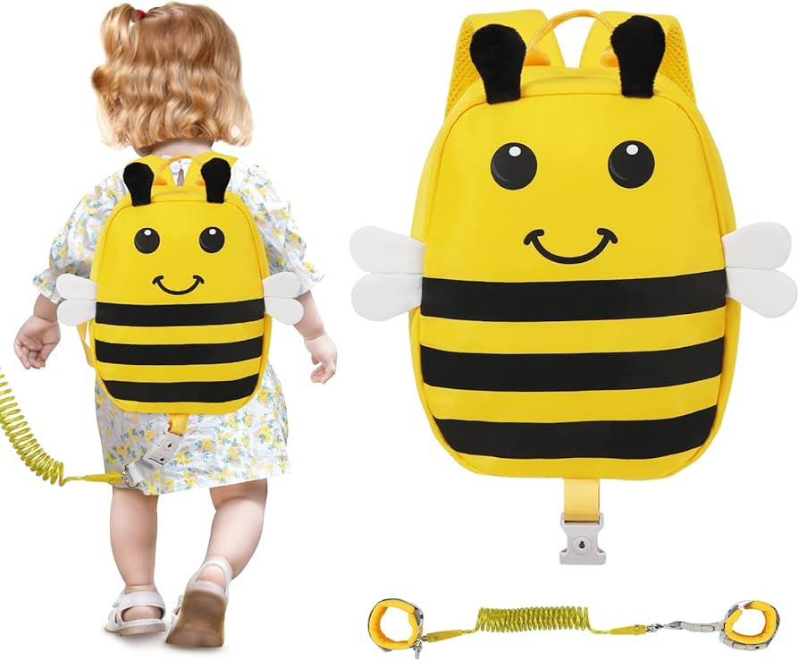 Zooawa Toddler Harness Backpack with Leash, 2 in 1 Cute Bee Kid Backpack with Anti Lost Wrist Link, Toddler Backpack Harness with Safety Leash for 1-4 Years Old Baby Boys Girls | Amazon (US)