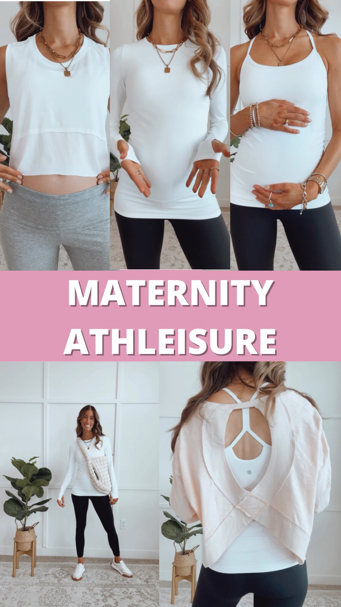 These maternity tops are stretchy, soft and supportive. Great for an Athleisure outfit or errands outfit. Wearing my true to size, small. #bumpfriendly #maternity 

#LTKFitness #LTKActive #LTKBump