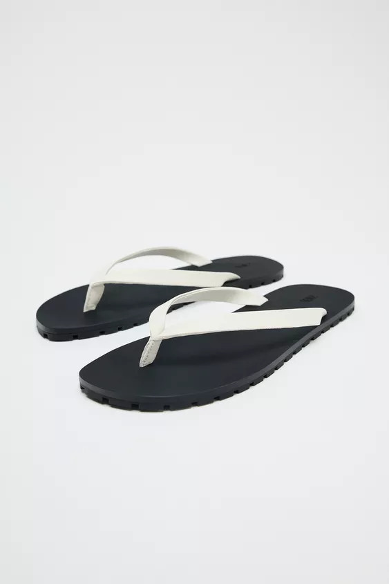 LEATHER SANDALS WITH RUBBER SOLE | Zara Canada