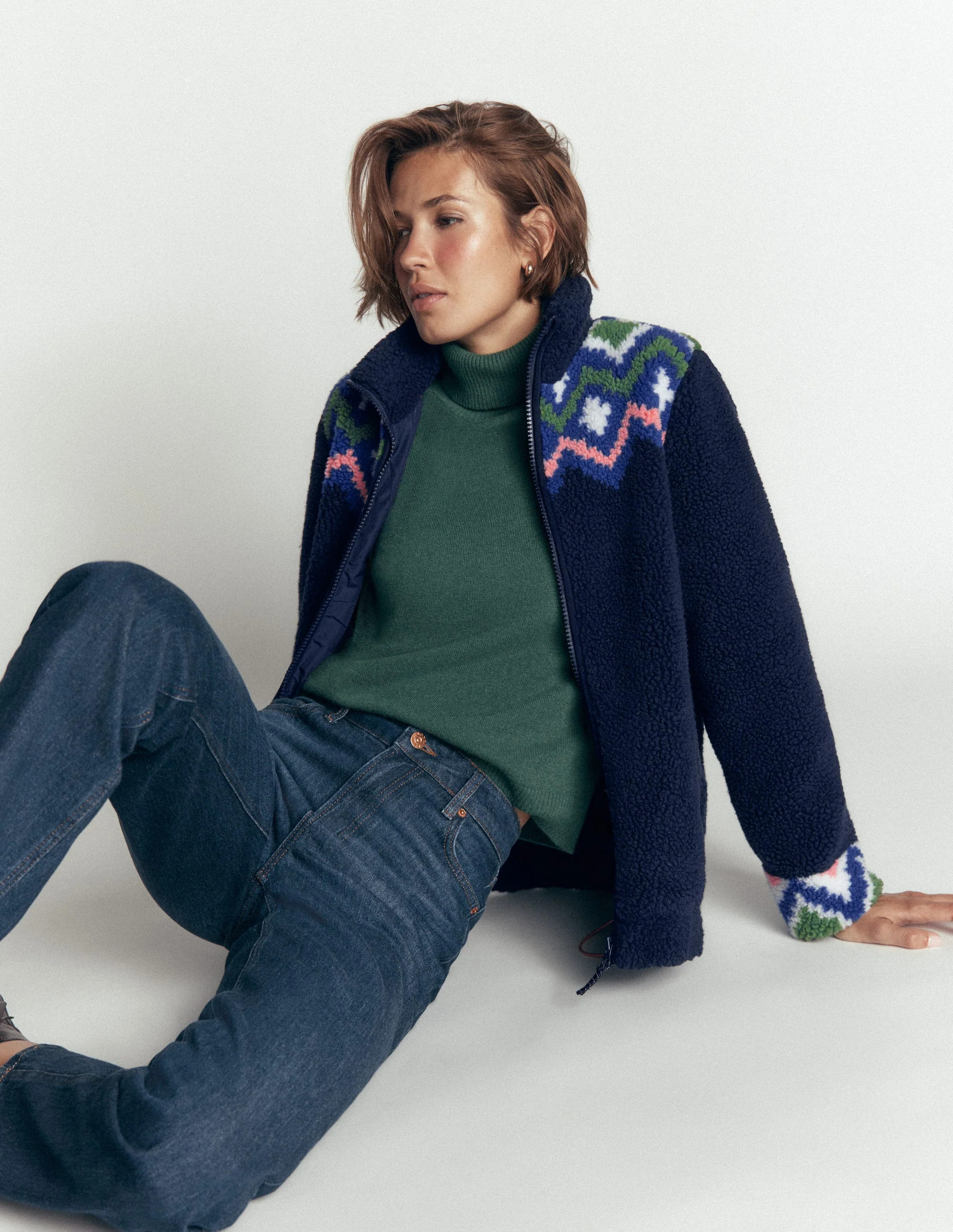 Alnwick Borg Jacket-Green, Ivory Colour Block | Boden (US)