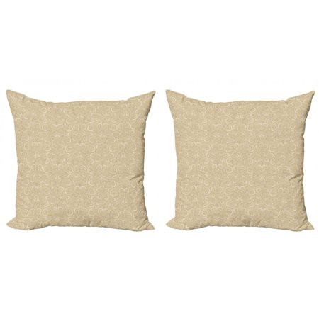 Beige Throw Pillow Cushion Cover Pack of 2 Unusual Swirled Floral Patterns Style Motifs in Boho Desi | Walmart (US)