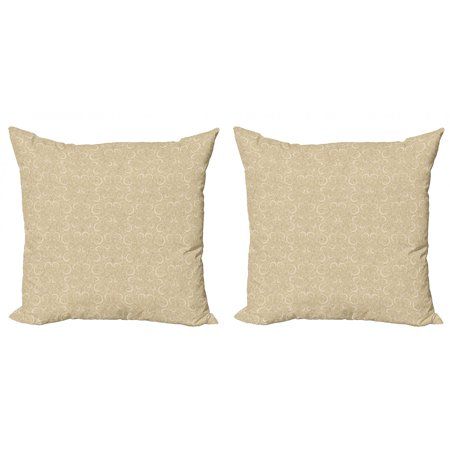 Beige Throw Pillow Cushion Cover Pack of 2 Unusual Swirled Floral Patterns Style Motifs in Boho Desi | Walmart (US)