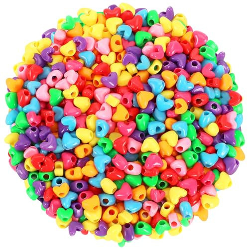UPINS 1200Pcs Heart Beads, Valentine's Beads for Crafts Jewelry Making Bracelets Beads for Valentine's Party Christmas (600 Large and 600 Small) | Amazon (US)