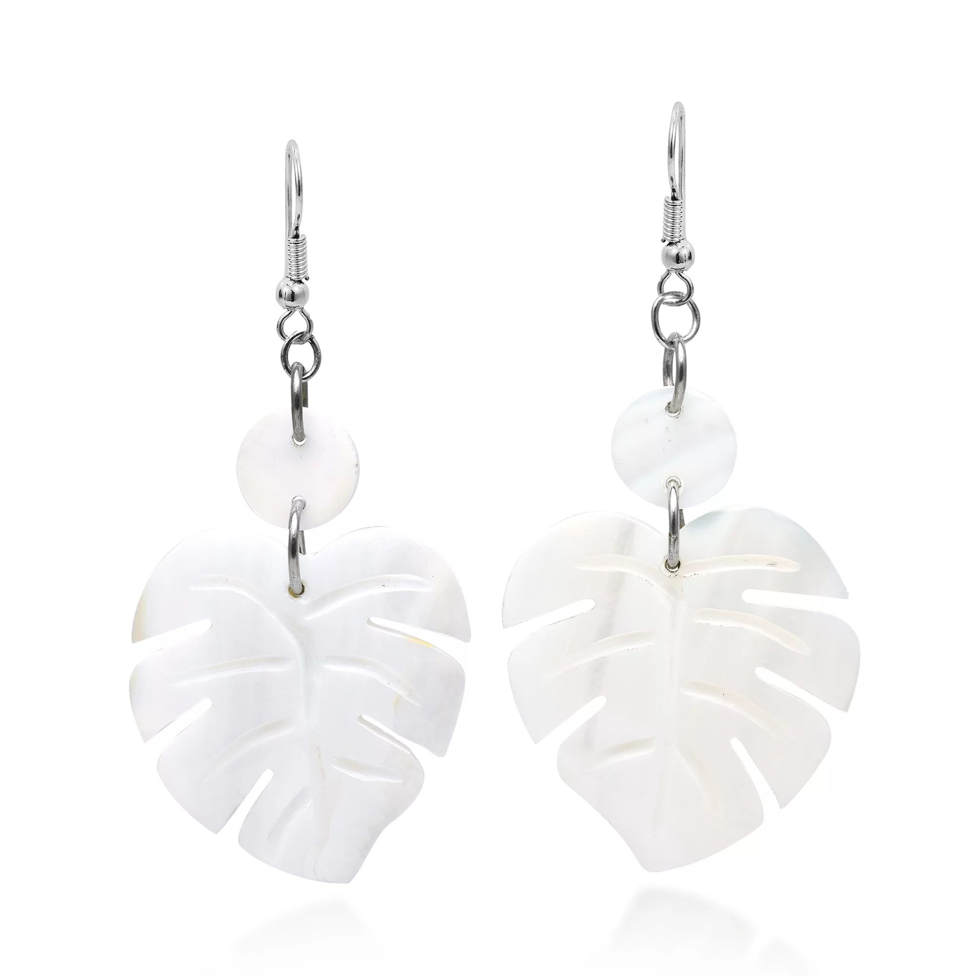 AeraVida Enchanting Nature Summer Leaf White Kabibe Shell Dangle Beach Earrings Anniversary jewel... | Walmart (US)