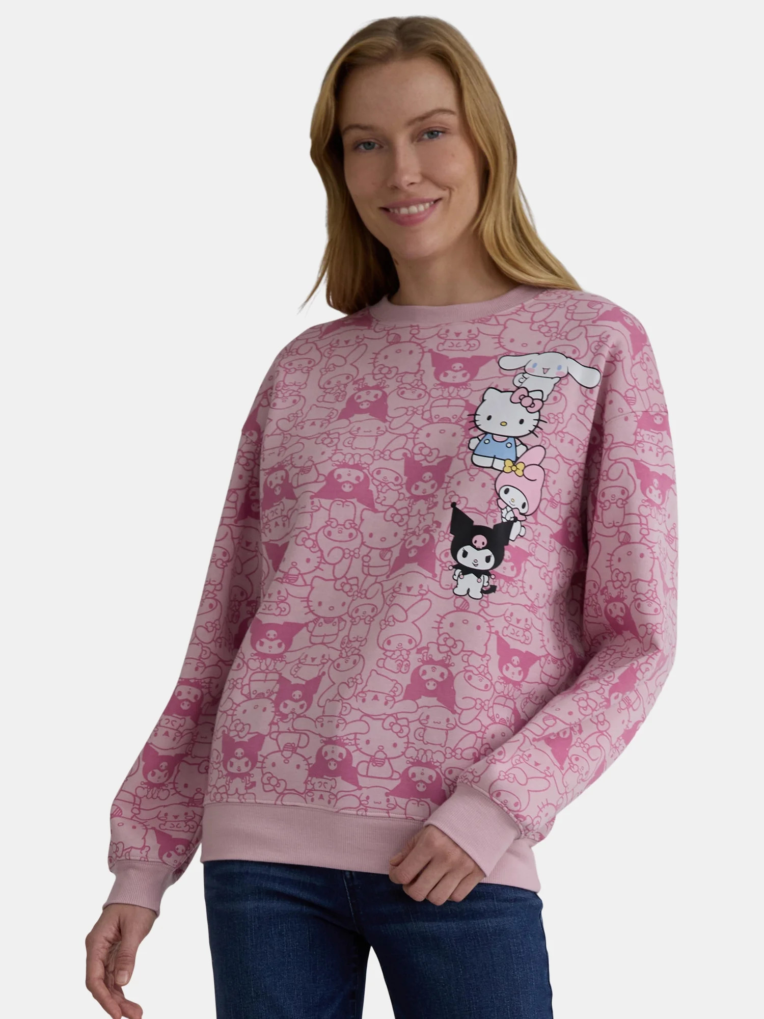 Hello Kitty & Friends Graphic Fleece Pullover Sweatshirt with Long Sleeves, Women's | Walmart (US)