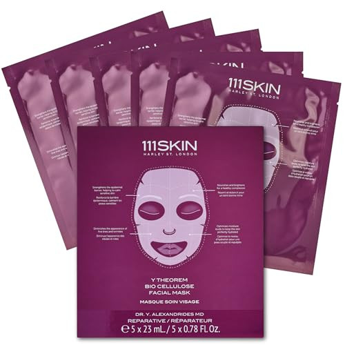 111SKIN Y Theorem Bio Cellulose Facial Mask for All Skin Types, Hydrating Face Mask with NAC Y2, Ectoin & Centella Asiatica, Enhances Skin Elasticity, Skincare Sheet Masks for Self Care, 5x 0.78 fl oz | Amazon (US)