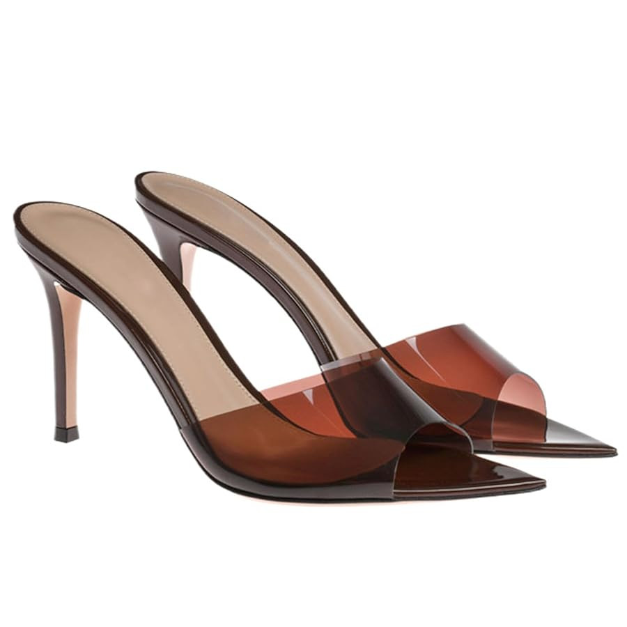 Women's Clear Pointed Toe Slingback Stilettos Heel Sandals Fashion Sexy Comfortable Summer Open T... | Amazon (US)