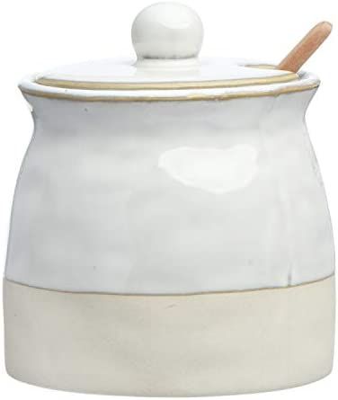Creative Co-Op White Stoneware Sugar Lid Pot | Amazon (US)