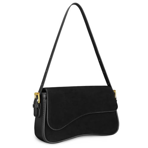 XquiziFit Shoulder Bag for Women Small Purse Mini Hobo Handbag Trendy Suede Purse with 2 Detachable Shoulder Straps Black | Amazon (US)