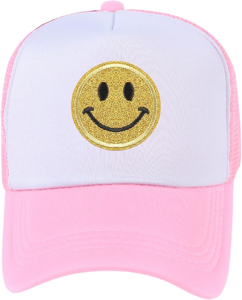lycycse Smile Face Hat Womens Mesh Neon Trucker Hats with Sequins Smile Patch Preppy Hat Retro Ba... | Amazon (US)
