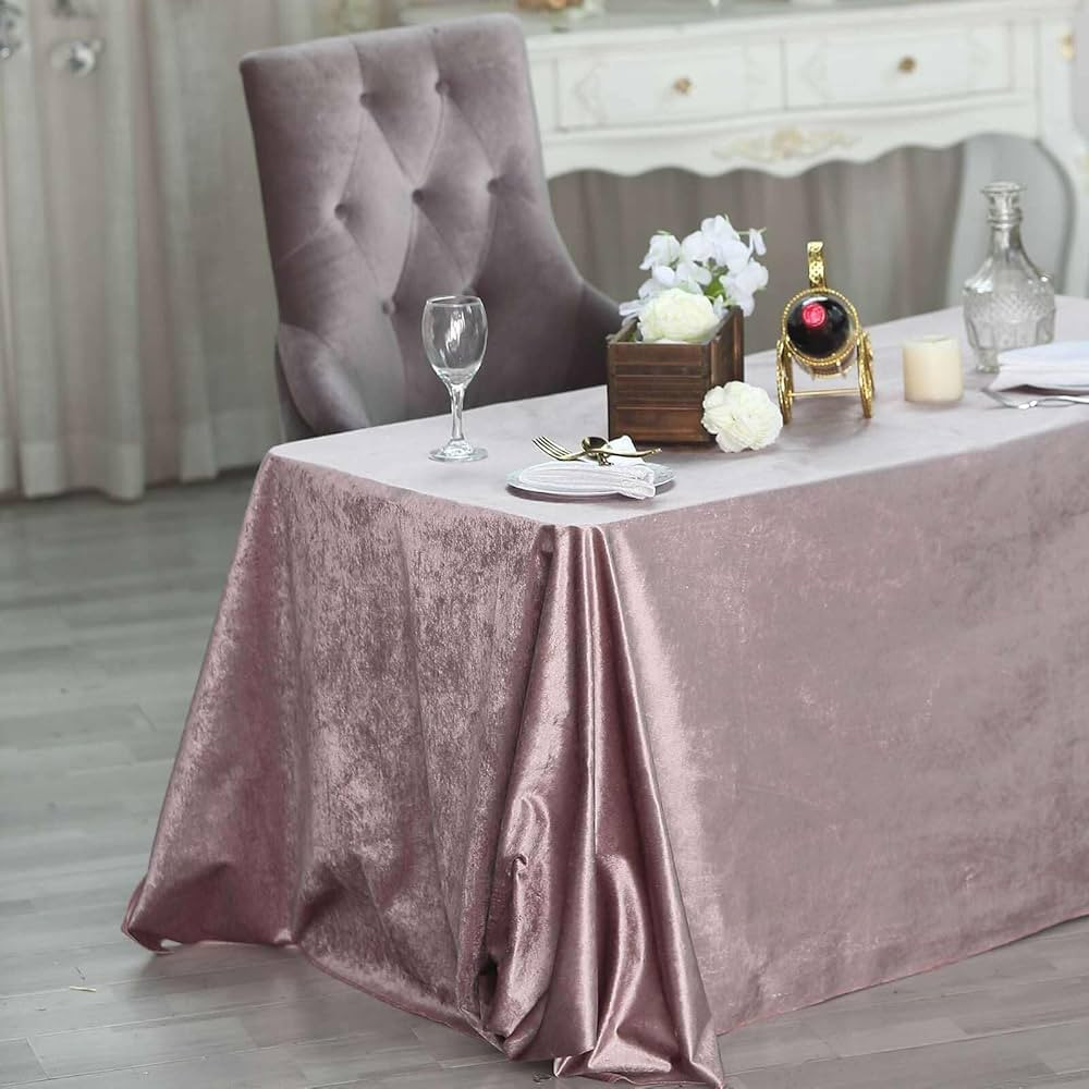 Tableclothsfactory 90 x 132 Inch Mauve Rectangle Tablecloth - Premium Velvet Table Cloth for Wedd... | Amazon (US)