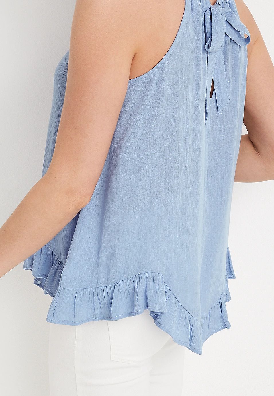 Solid Ruffle Halter Top | Maurices