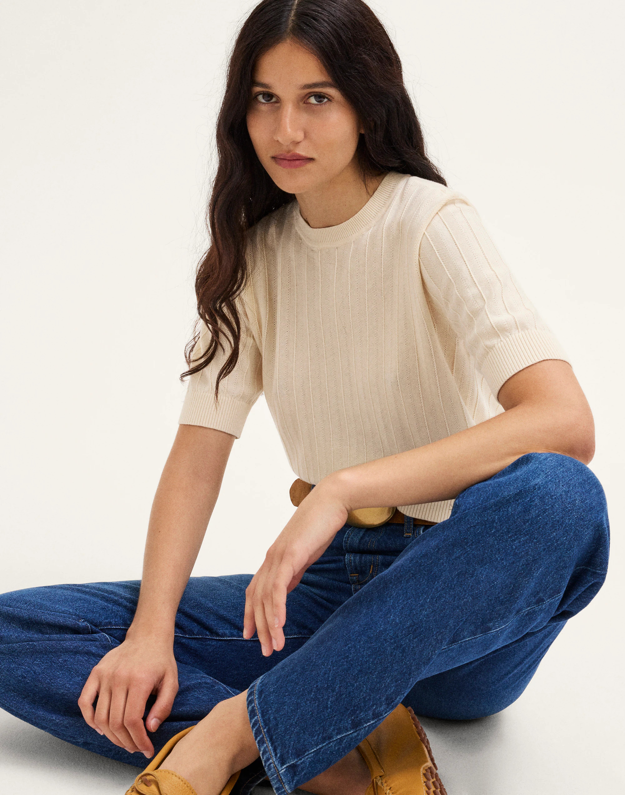 Pointelle-Stitch Crewneck Sweater Tee | Madewell