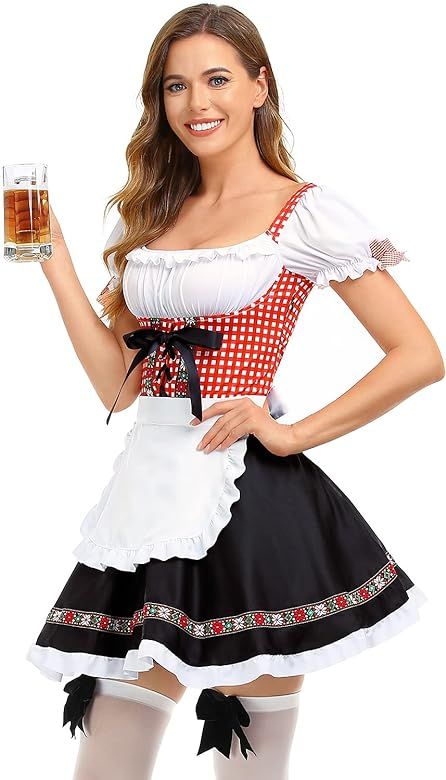 Oktoberfest Costumes Women German Dirndl Dresses Bavarian Costume Drindles Dress Oktoberfest Outfits | Amazon (US)