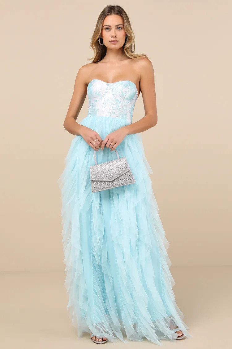 Malley Light Blue Ruffled Tulle Maxi Dress | Lulus
