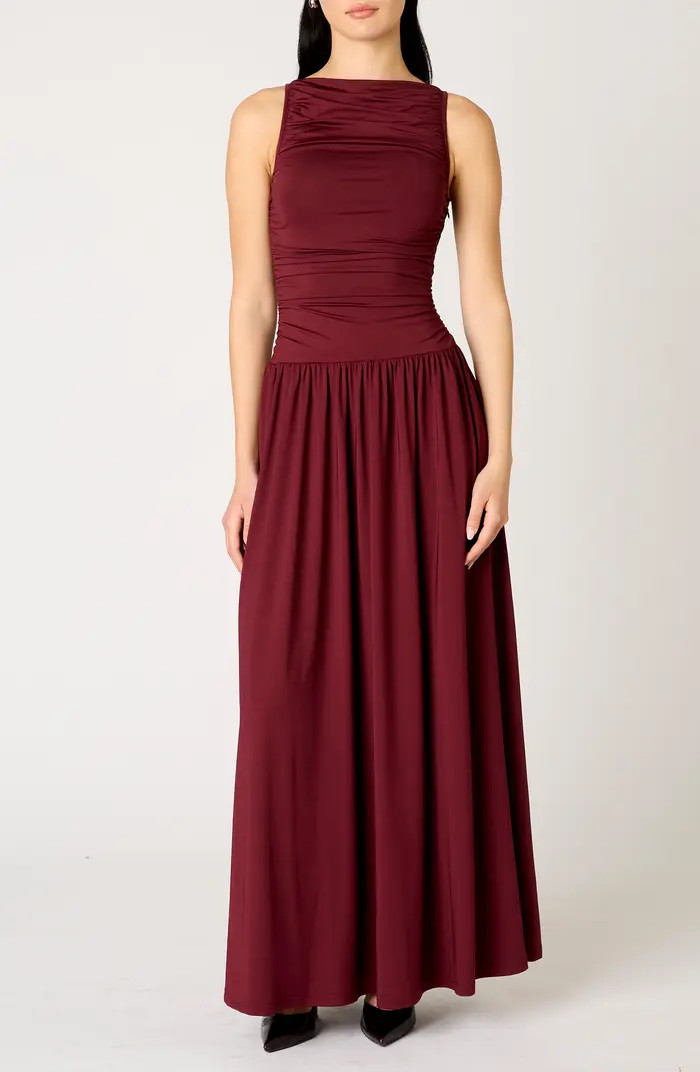 Nia Clea Ruched Sleeveless Drop Waist Maxi Dress | Nordstrom | Nordstrom