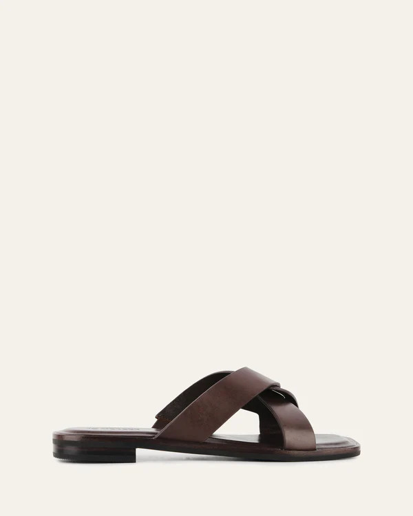 PIPER FLAT SLIDES CHOCOLATE LEATHER | Jo Mercer (AU)