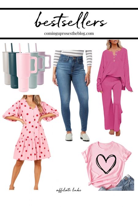Bestsellers of the week! 🎉  👉🏻Use code ERICALIGENZA20 for the polka dot dress 👈🏻

Simple modern travel mug // Levi’s jeans // 2pc lounge set // polka dot pink dress // pink heart tshirt

#LTKSeasonal #LTKsalealert #LTKstyletip