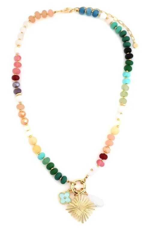 Panacea Multistone Charm Necklace in Gold/Multi at Nordstrom | Nordstrom