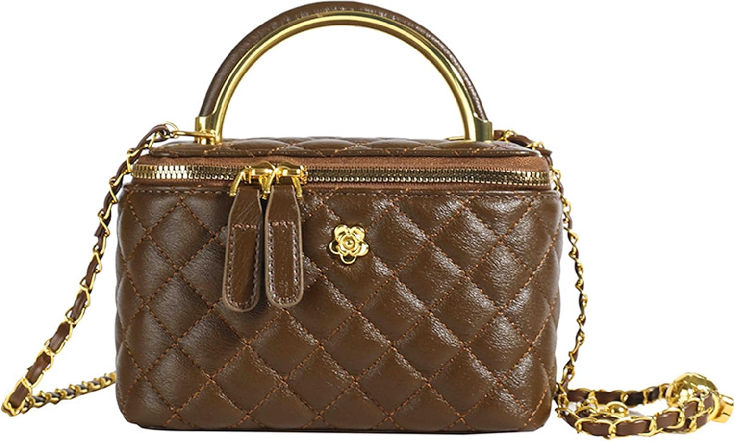 Mini Quilted Square Box Bag For Women，Top-Handle Crossbody Handbag With Metal Chain Strap Vanit... | Amazon (US)