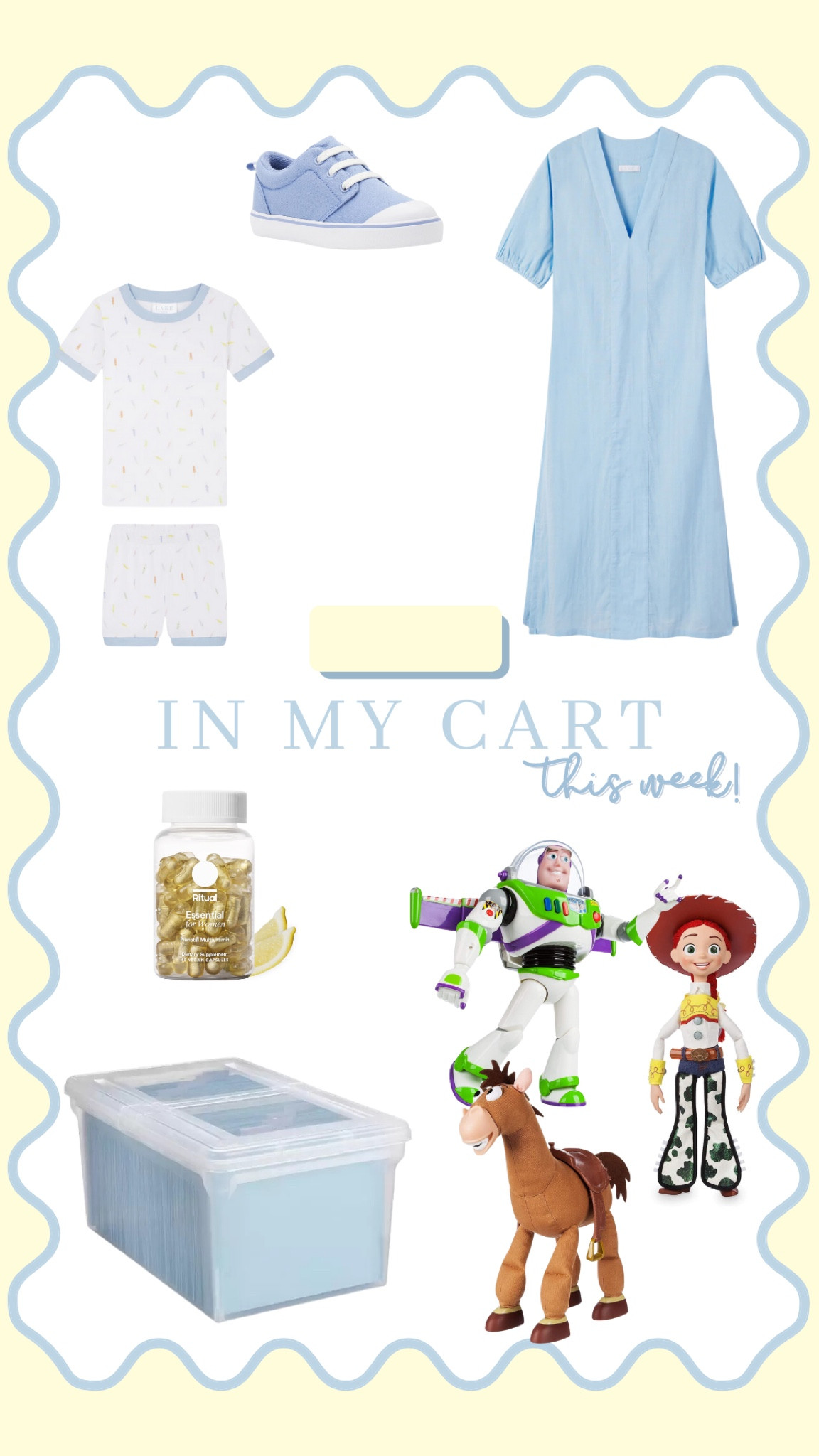 What’s in my cart this week - Lake Pajamas sale finds, prenatal vitamins, toddler sneakers under $10, Toy Story toys for Maddox’s birthday present, and storage for keeping childhood artwork organized! 

#LTKSaleAlert #LTKFamily #LTKFindsUnder100