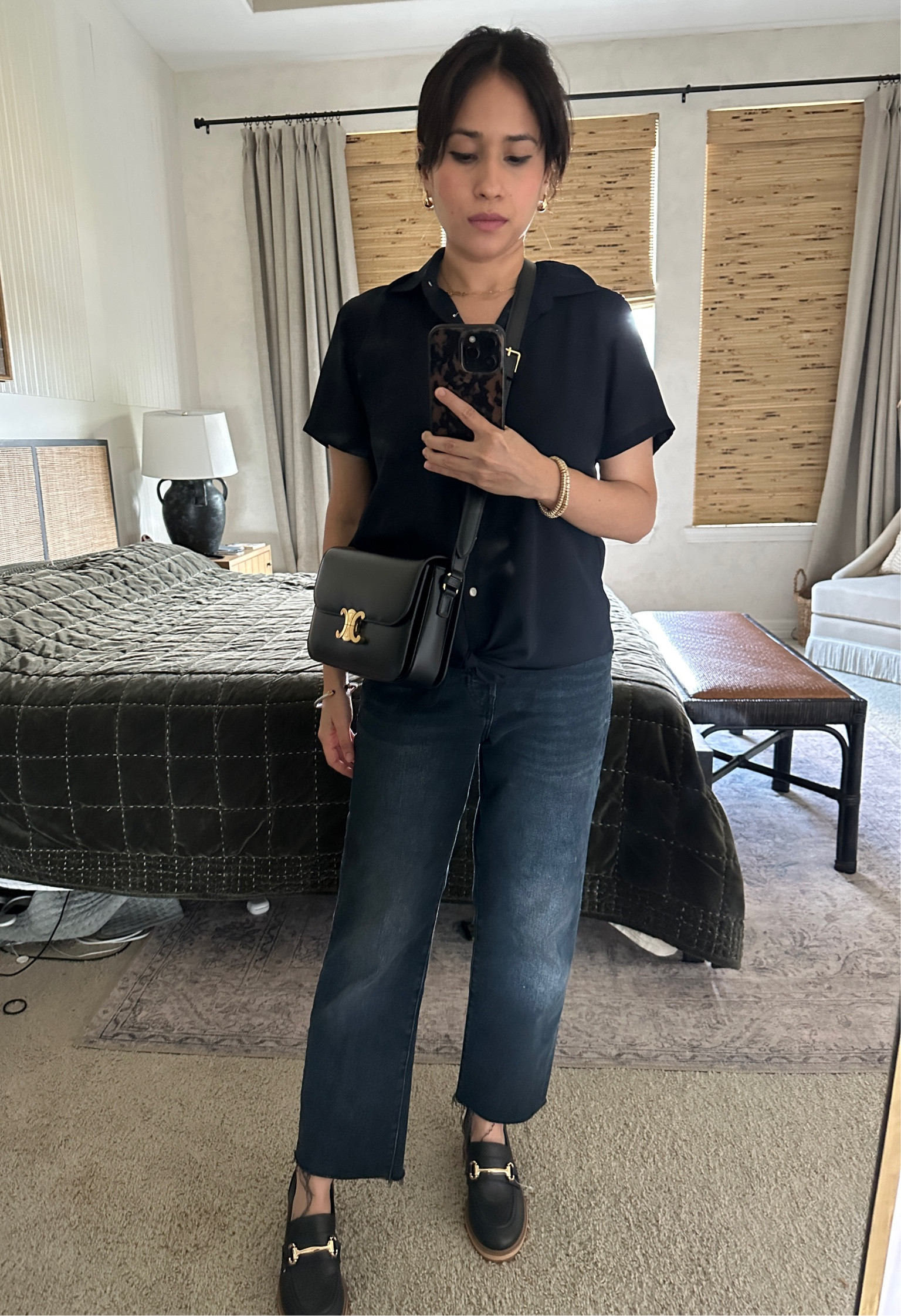 Early fall outfit for Texas! Swap the cardigans with a cool button up in dark colors and pair with a straight jean and comfy black loafers. Sharing all my designer dupes for jewelry!

#LTKFind #LTKSeasonal #LTKstyletip