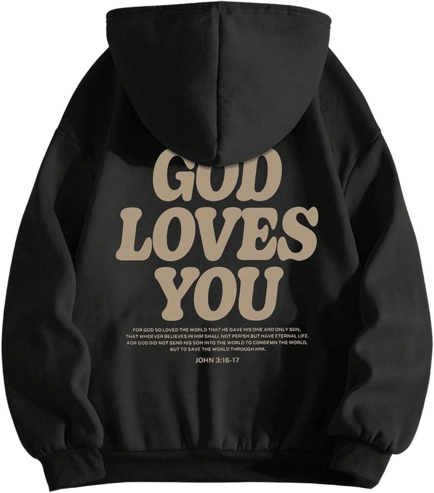 Floerns Women's Letter Graphic Print Long Sleeve Drawstring Hoodie Sweatshirt | Amazon (US)