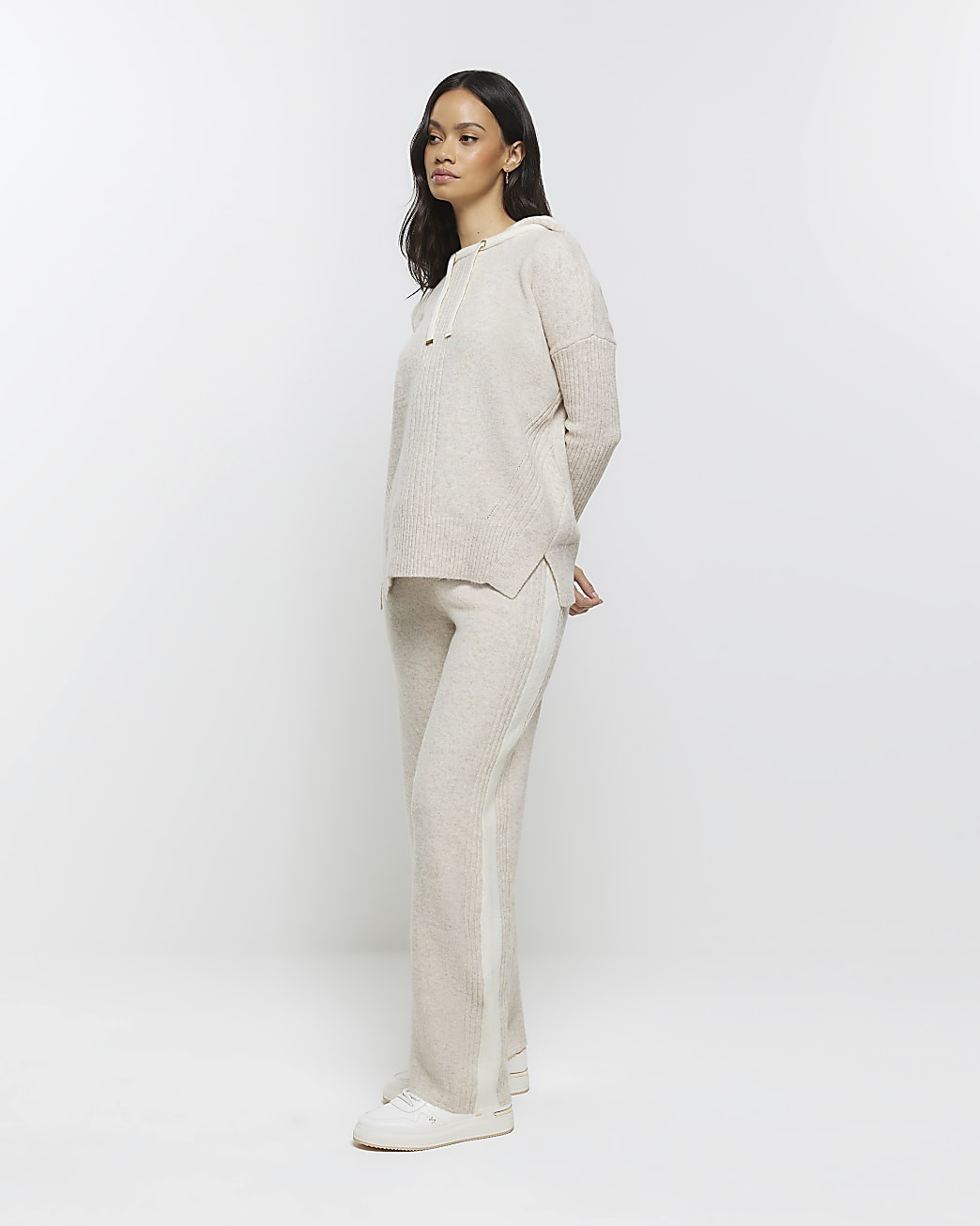 Cream Knitted Straight Joggers | River Island (UK & IE)